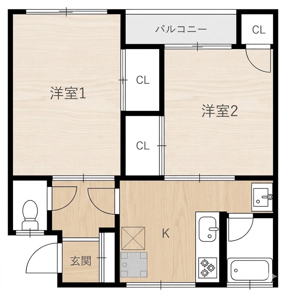 REFINE西九条(2DK/3階)の間取り写真