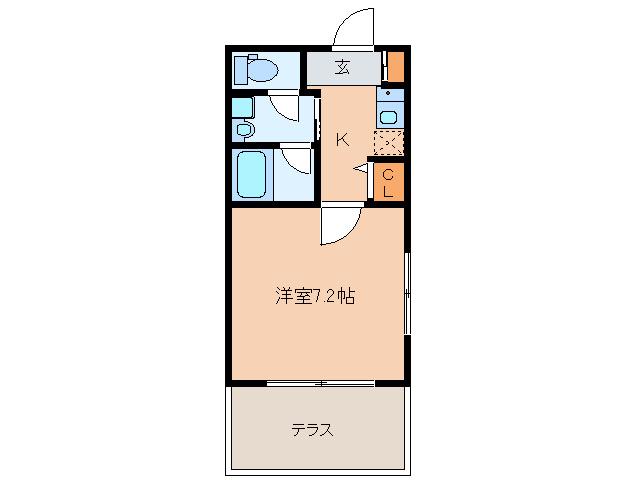 フェリーチェ藤崎(1K/1階)の間取り写真