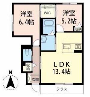 シャーメゾン阿保(2LDK/1階)の間取り写真