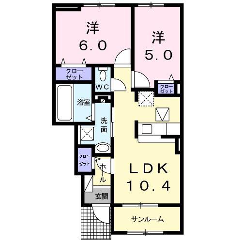 レジデンスノーブルPART.3(2LDK/1階)の間取り写真