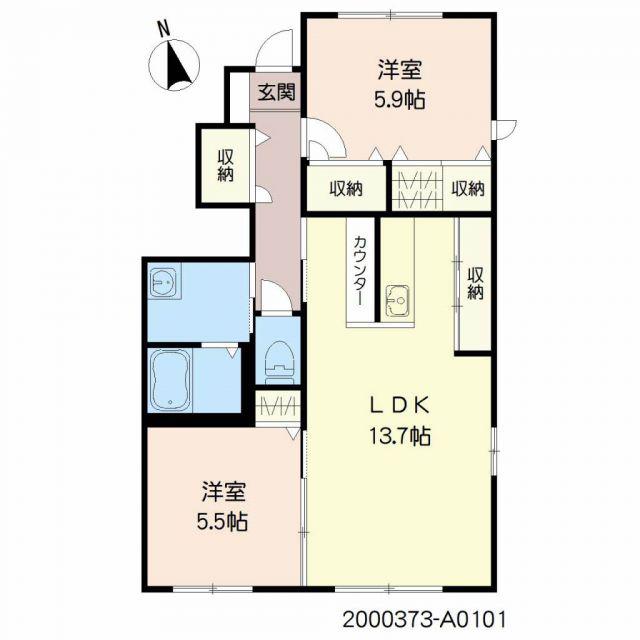 松濤  A棟(2LDK/1階)の間取り写真