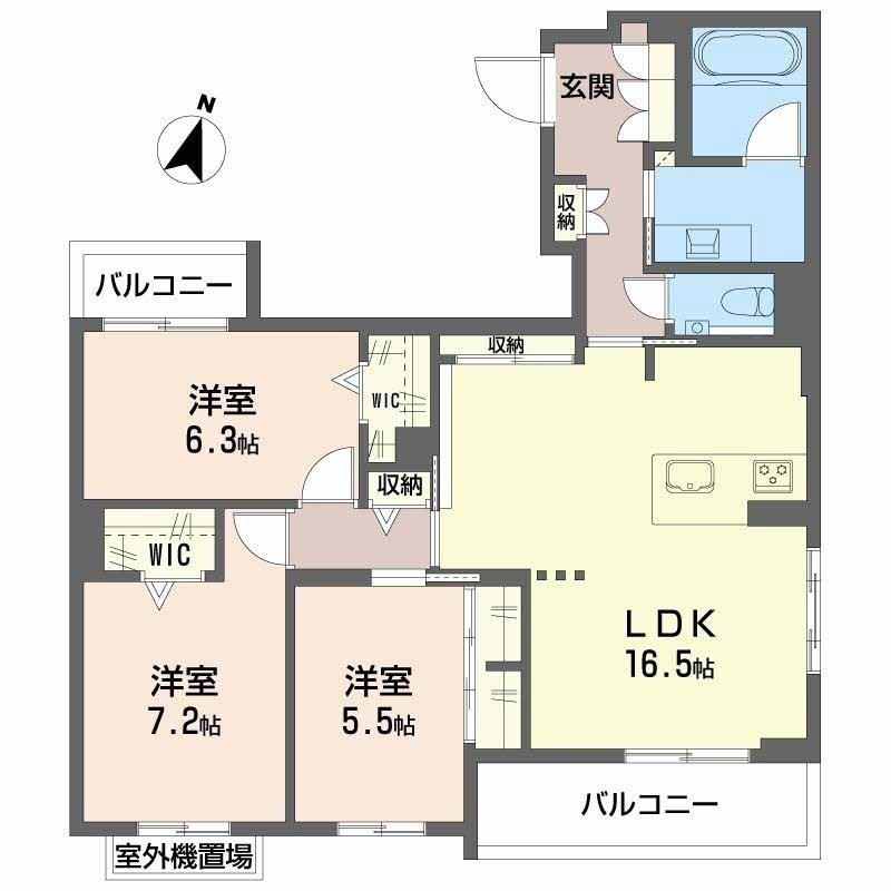 シャーメゾン トレドゥース 甲南山手(3LDK/3階)の間取り写真