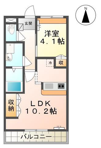 アーバンコートほなみ(1LDK/1階)の間取り写真