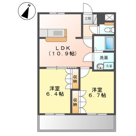 プロニティーMABI(2LDK/2階)の間取り写真