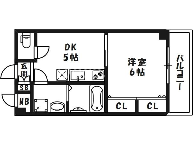 パルティールはるか(1DK/4階)の間取り写真