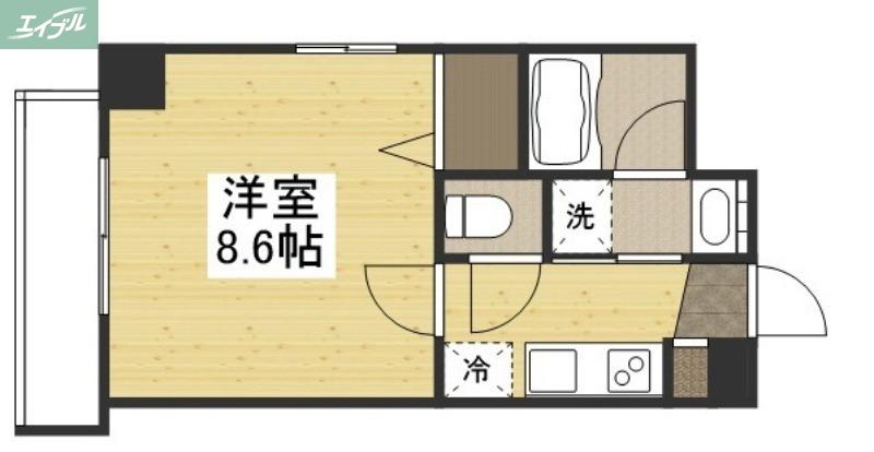 月光岡山市役所前(1K/8階)の間取り写真