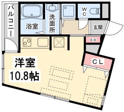 ソフィエルV(1K/1階)の間取り写真