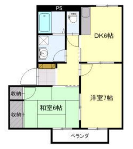 サープラスTWO立沢(2DK/1階)の間取り写真