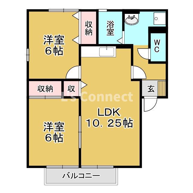 プリムローズD棟(2LDK/1階)の間取り写真