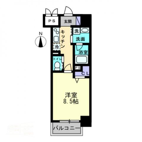 グランスクエア岡山駅西(1K/5階)の間取り写真