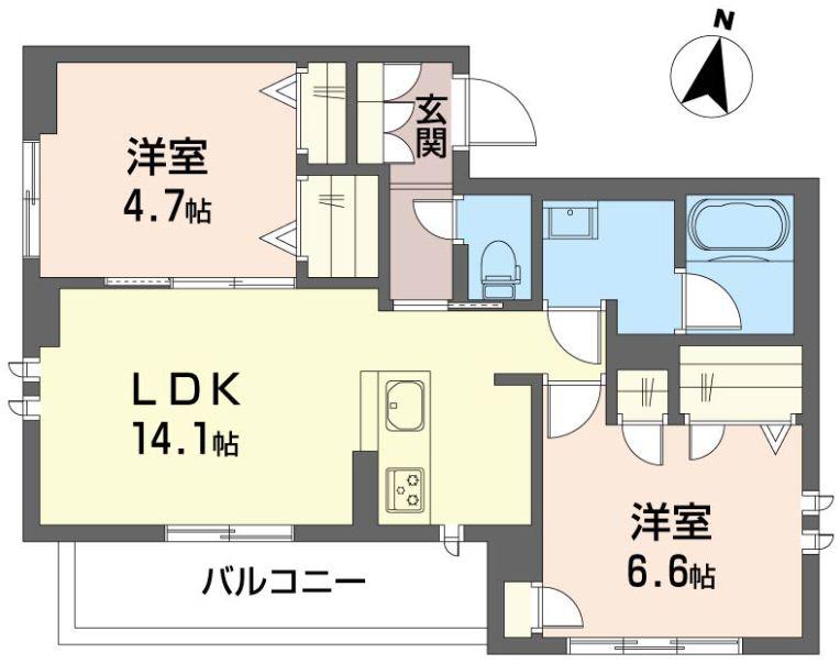 ウィンメゾン船橋VI号館(2LDK/3階)の間取り写真