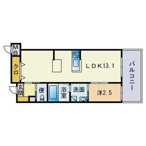 アーバンローズ薬院(1LDK/11階)の間取り写真
