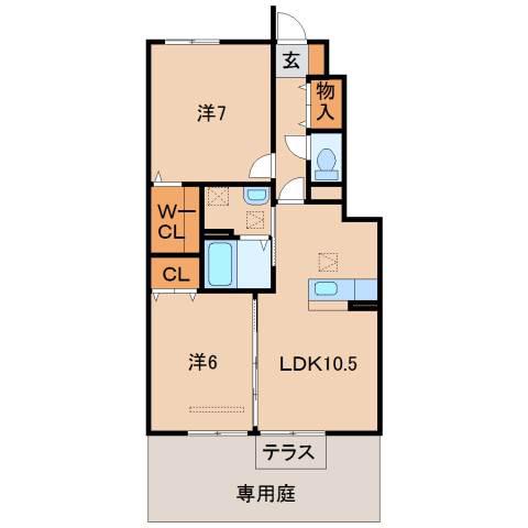 メゾン・モンテリベールVI(2LDK/1階)の間取り写真