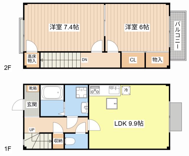 BONHEUR 水郷(2LDK/1階)の間取り写真