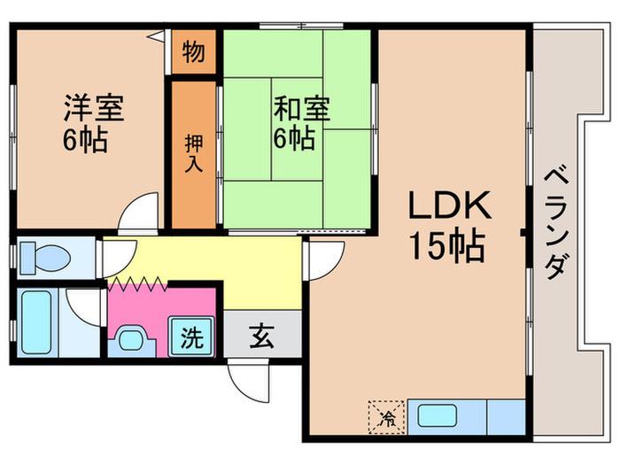 ハイツナカムラII(2LDK/3階)の間取り写真