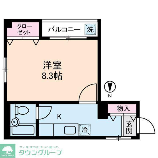 ソレイユ清水(1K/2階)の間取り写真