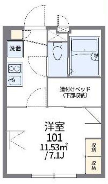 レオパレスフービエール(1K/1階)の間取り写真