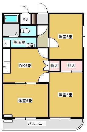 エスポワール(3DK/2階)の間取り写真