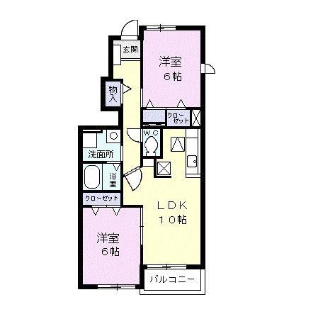 アクテュエル(2LDK/1階)の間取り写真