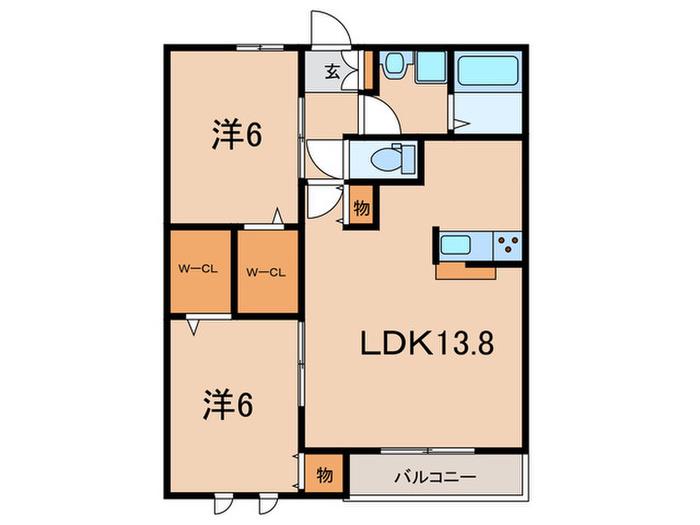 ヘーベルメゾン武庫北(2LDK/2階)の間取り写真
