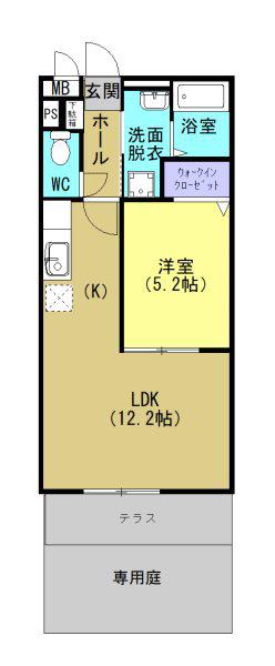 エステル(1LDK/1階)の間取り写真