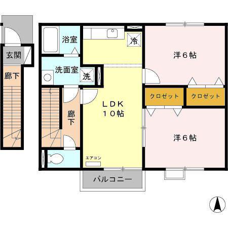 マリアージュ(2LDK/2階)の間取り写真