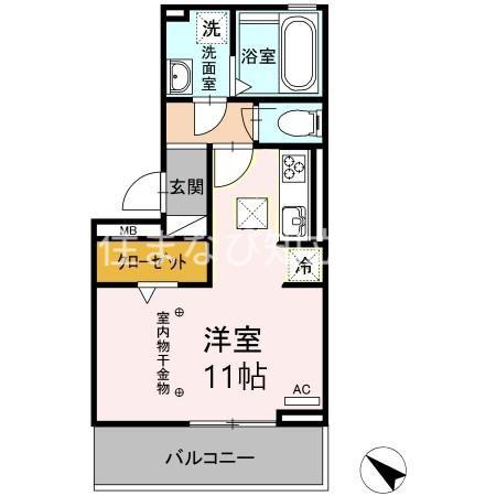 カーサコモド(ワンルーム/1階)の間取り写真