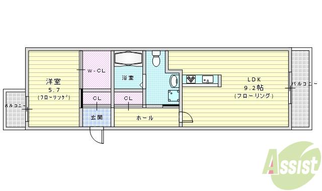 FLATZ CRODE(1LDK/2階)の間取り写真