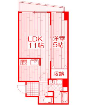 ヨコハマ ベイ ダイヤモンド ストリーム(1LDK/2階)の間取り写真