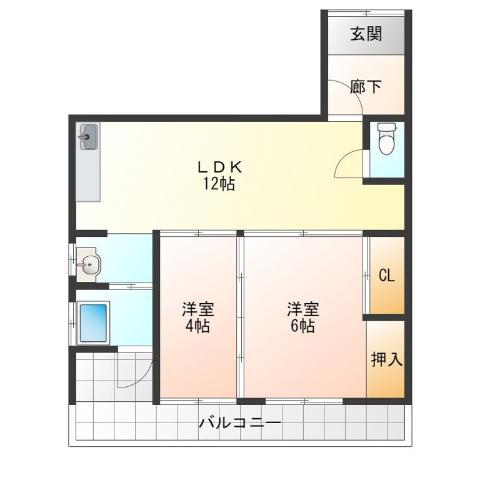 石神マンション(2LDK/1階)の間取り写真