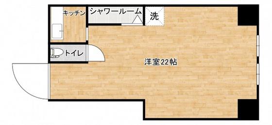 光山ビル(ワンルーム/2階)の間取り写真