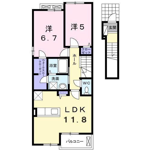 カルム五反田B(2LDK/2階)の間取り写真