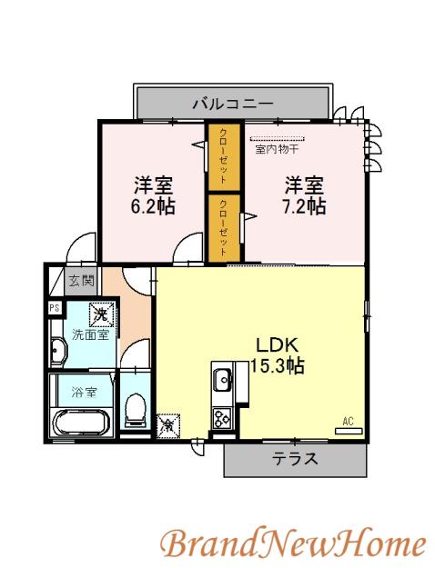 ヴィクトワール(2LDK/2階)の間取り写真