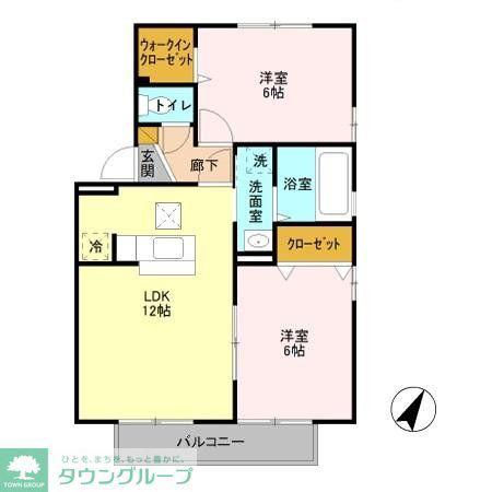 ロイヤルヒルズ I/II(2LDK/1階)の間取り写真