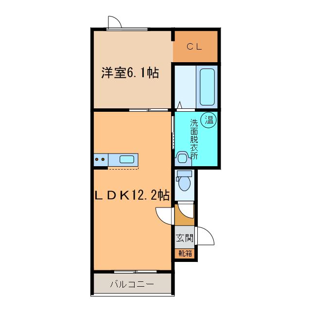 PLACER(1LDK/2階)の間取り写真