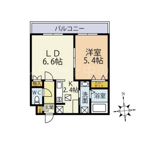 LAVERT平岸(1LDK/3階)の間取り写真