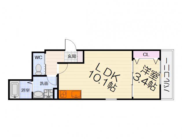 FSTYLE浜寺石津町西3号館(1LDK/2階)の間取り写真