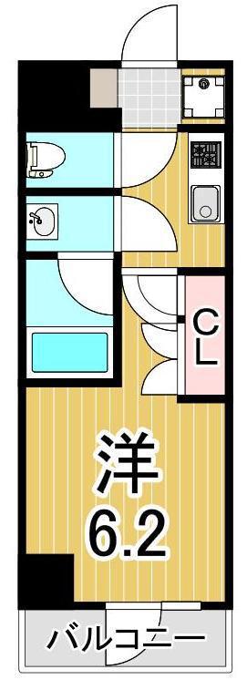 DIPS亀有駅前(1K/13階)の間取り写真