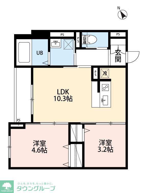 ROBOT HOME 矢部III(2LDK/3階)の間取り写真