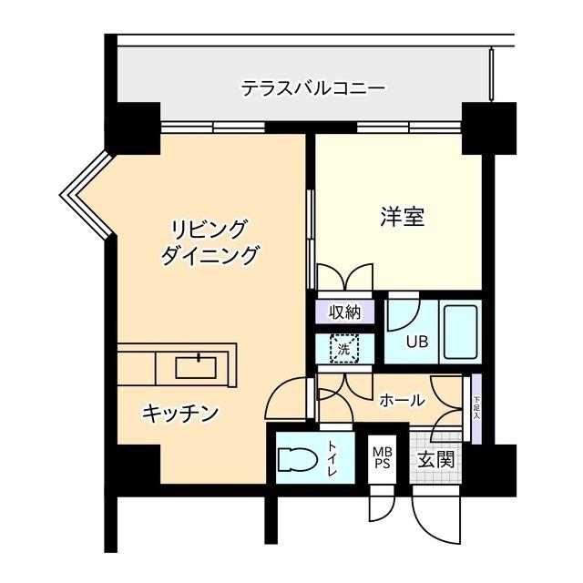 信開トピア足羽(1LDK/4階)の間取り写真