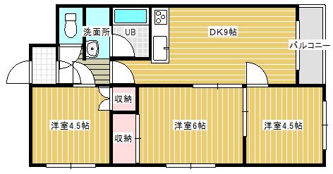 アサンテ柏林台(3DK/3階)の間取り写真