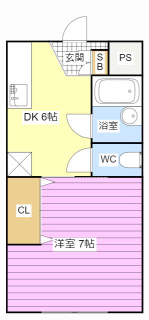ＪＲ東海道本線 天竜川駅 徒歩27分 2階建 築43年(1DK/1階)の間取り写真