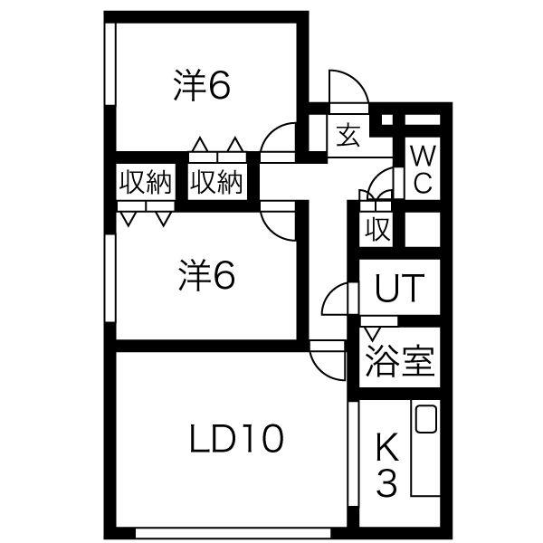 E-HORIZON屯田(2LDK/2階)の間取り写真