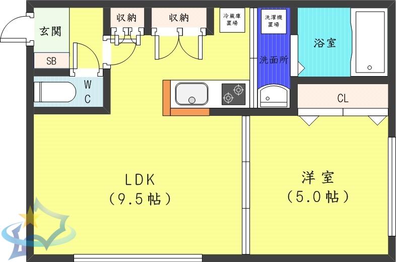 デイズ山鼻(1LDK/2階)の間取り写真