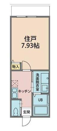 カインドネス東大和(1K/1階)の間取り写真