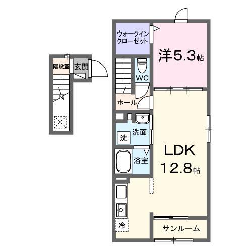 シェーネ東原(1LDK/2階)の間取り写真