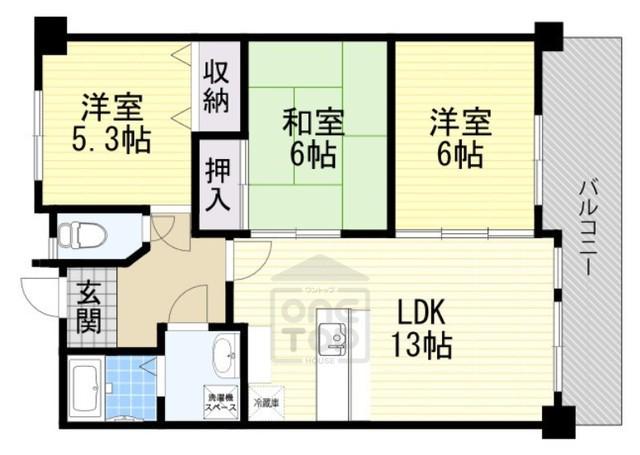 エスポワールササベ(3LDK/5階)の間取り写真