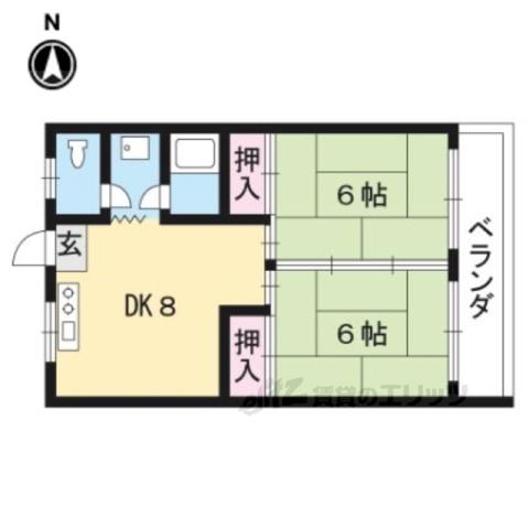 エクセル篠原(2DK/3階)の間取り写真