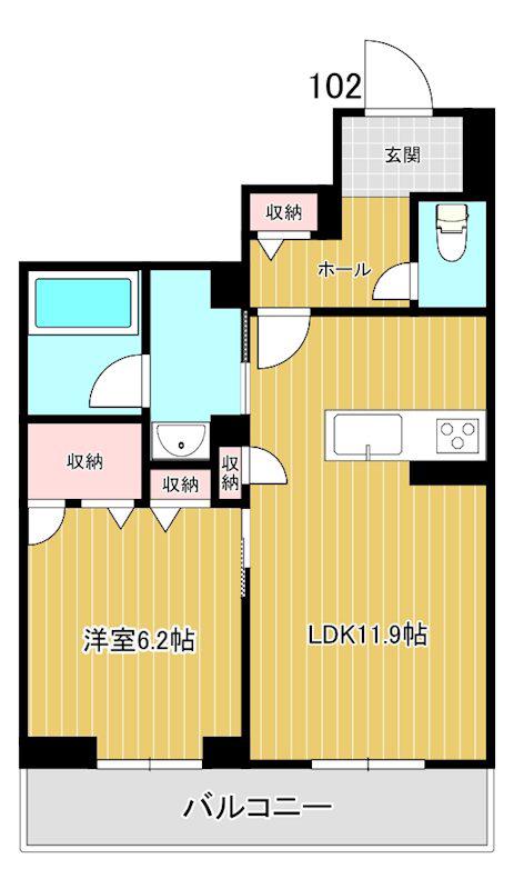 メゾン ド ファベル(1LDK/1階)の間取り写真