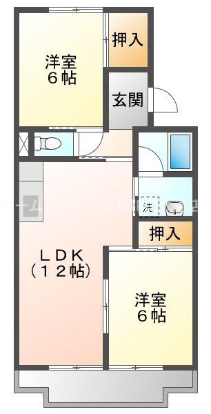 ルミエール城北(2LDK/2階)の間取り写真